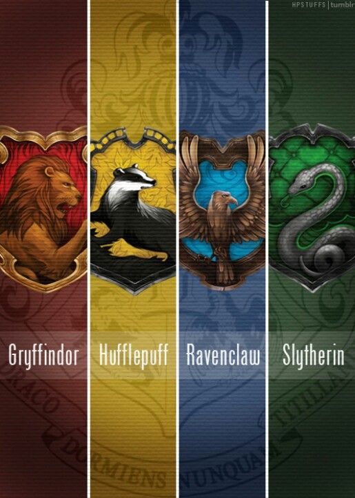 Gryffindor, Hufflepuff, Ravenclaw, Slytherin