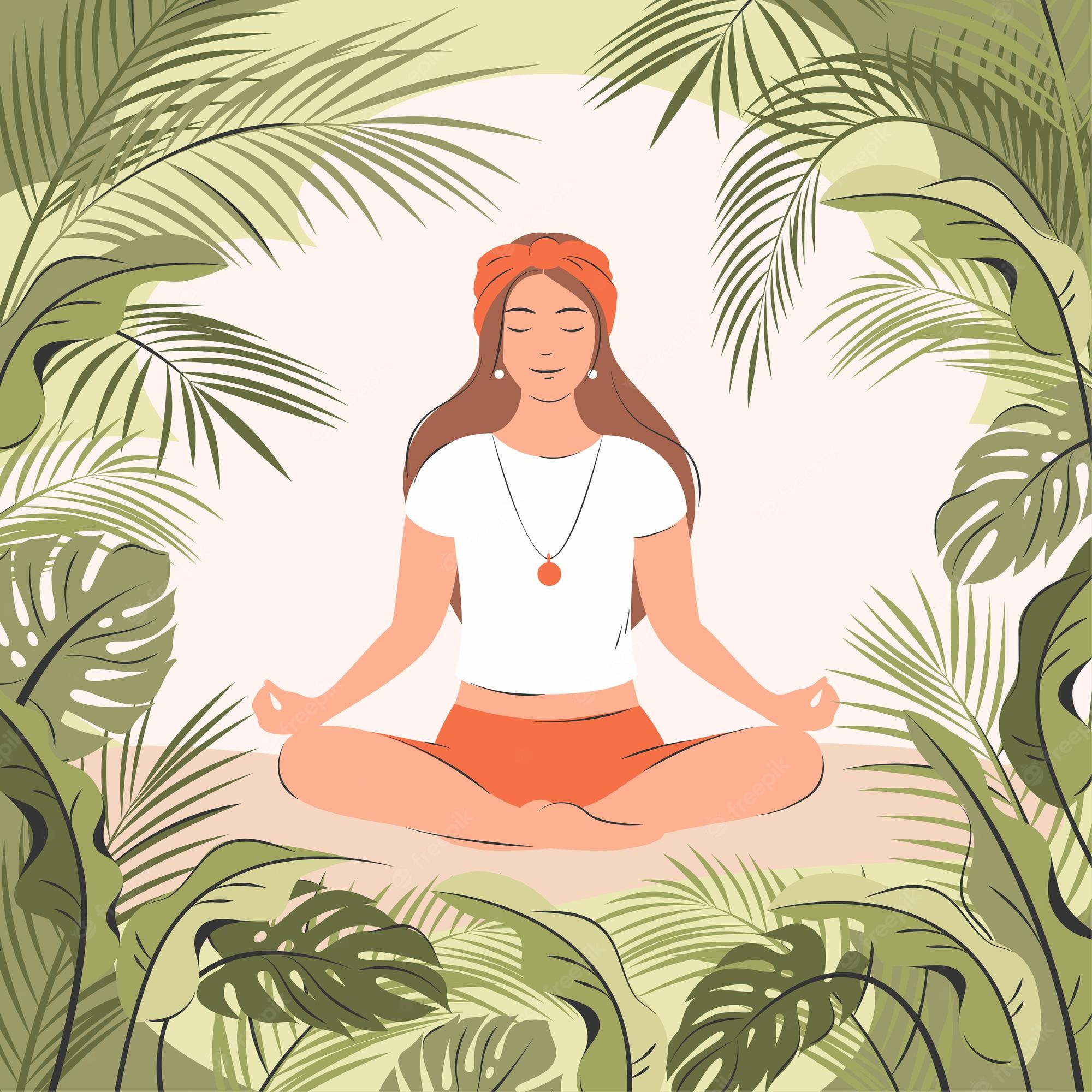 Mujer meditando en la naturaleza